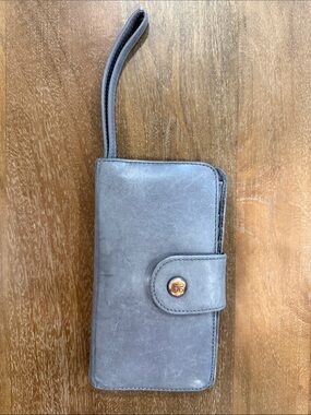 HOBO Gray Leather Wristlet Phone Case Wallet